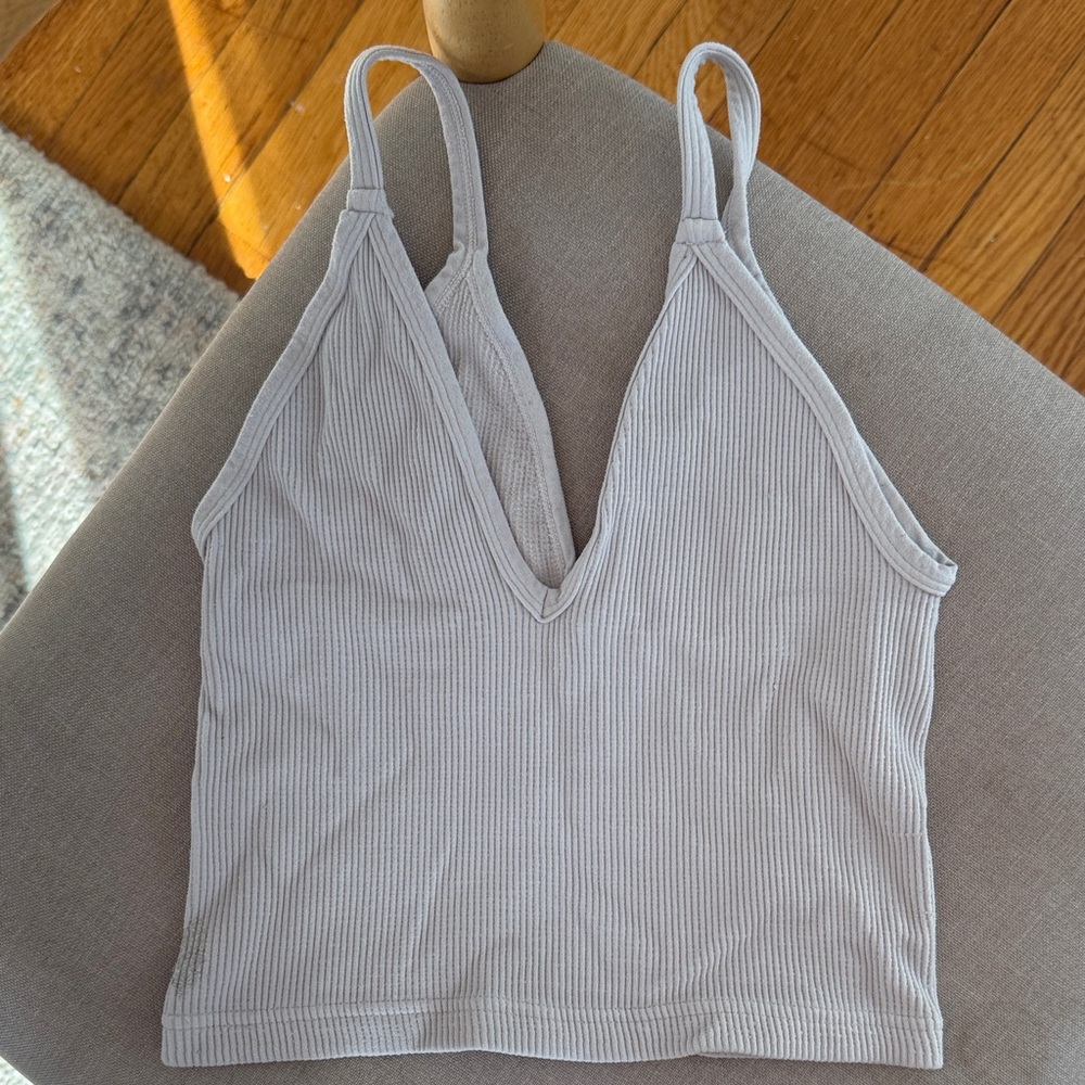 FP Movement by Free People Ribbed Tank Top in Light Gray